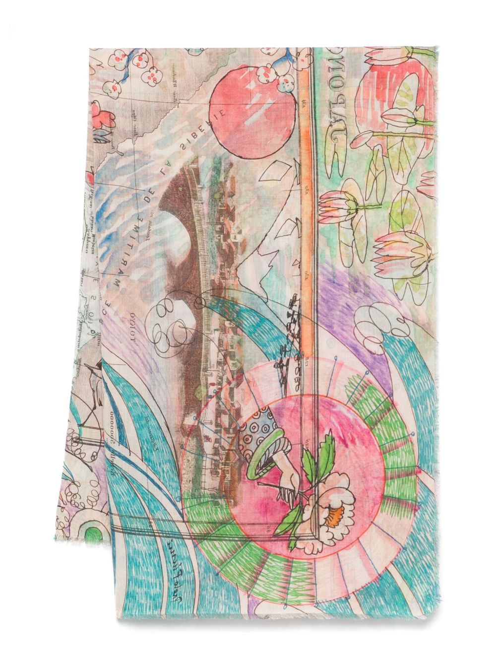 Faliero Sarti Japan Printed Stole In Collaboration With Paolo Fiumi