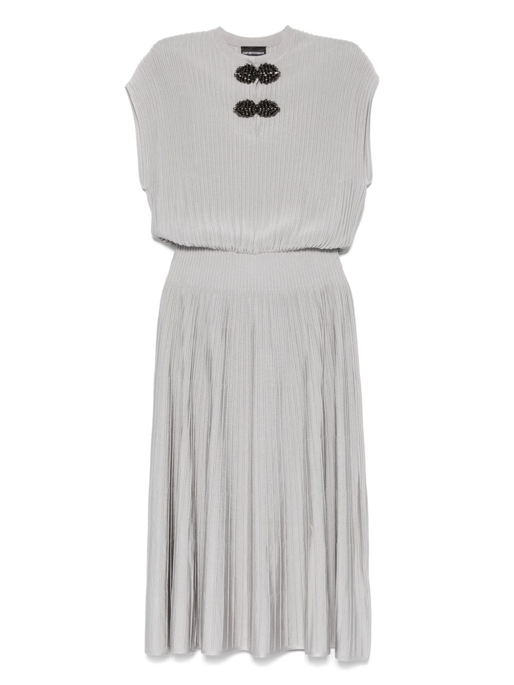 Emporio Armani Long dress in ottoman fabric with jewel details
