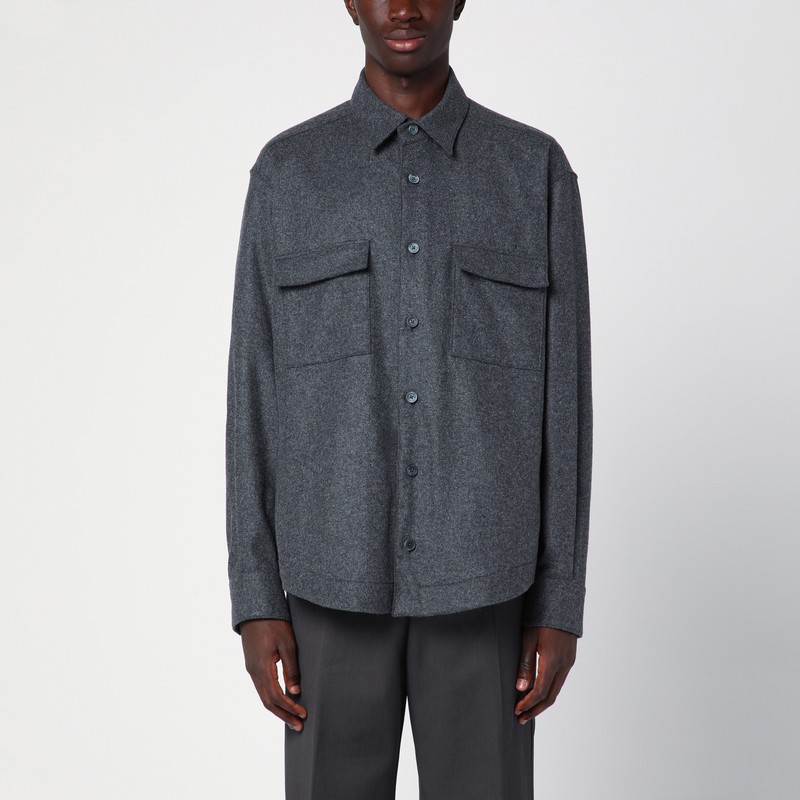 Xacus Men's Grey Wool Blend Overshirt