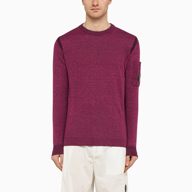 C.P. Company Men's Red Linen-Blend Crew-Neck Sweater