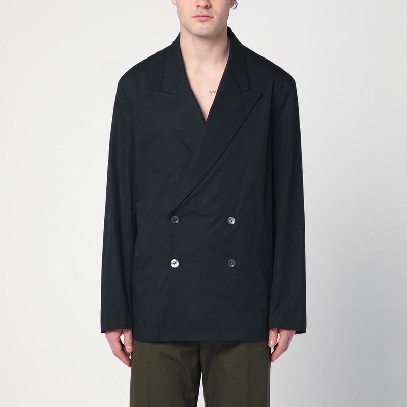 Dries Van Noten Men's Double-Breasted Black Cotton Jacket