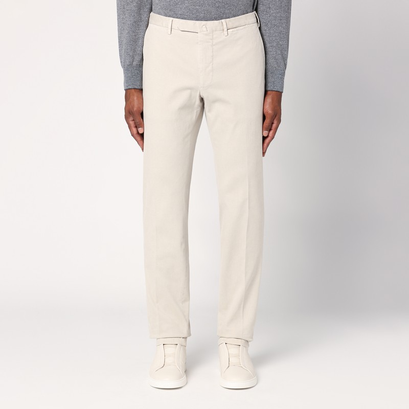 Santaniello Men's Light Beige Cotton Trousers