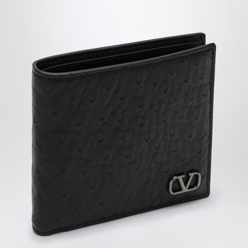 Valentino Garavani Men's Vlogo Signature Black Leather Bi-Fold Wallet