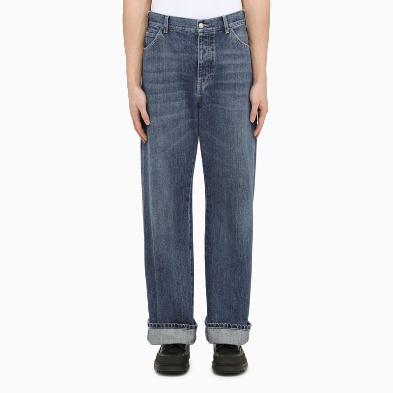 Alexander Mcqueen Men's Loose Blue Cotton Jeans