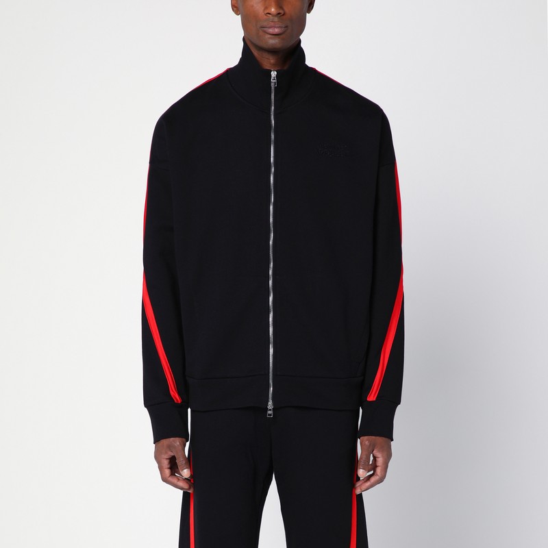 Alexander Mcqueen Men's Black Red Cotton Zip Sweatshirt