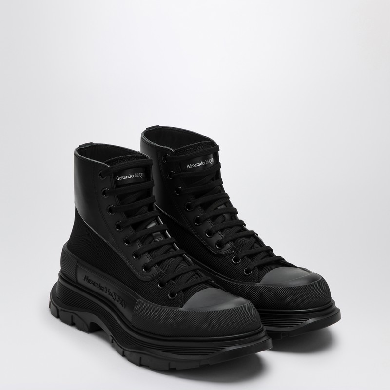 Alexander Mcqueen Men's Black Canvas Tread Slick Boots