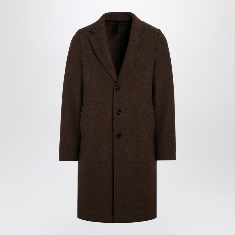 Harris Wharf London Men's Brown Single-Breasted Coat In Virgin Wool