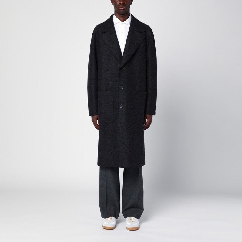 Harris Wharf London Men's Anthracite Grey Single-Breasted Wool Coat