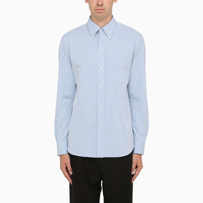 Salvatore Piccolo Men's Blue Cotton Poplin Button-Down Shirt