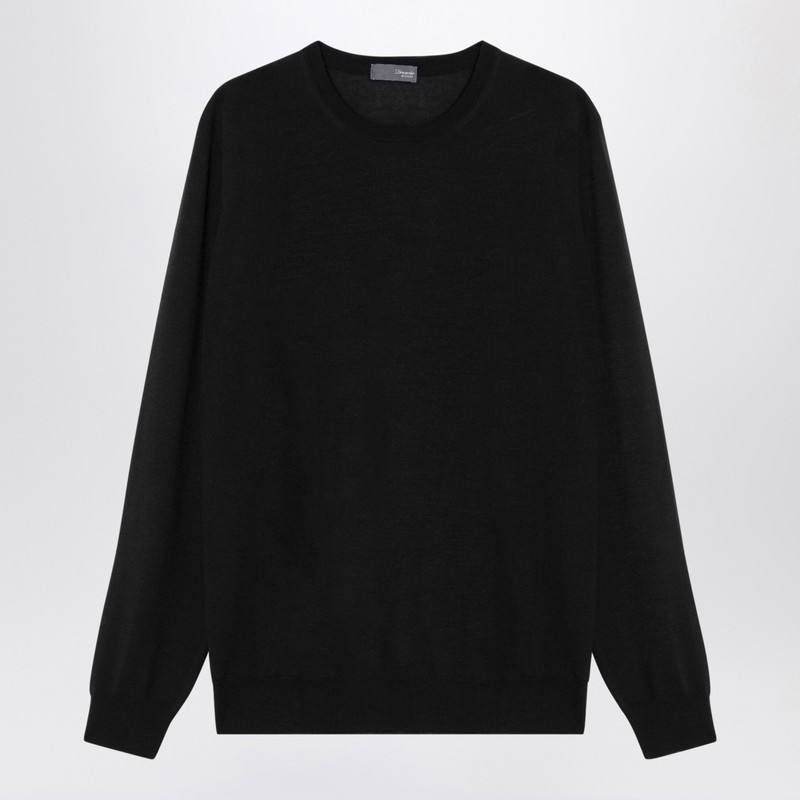 Drumohr Men's Dark Grey Wool Crew-Neck Sweater