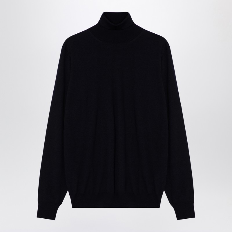 Drumohr Men's Blue Wool Turtleneck Sweater