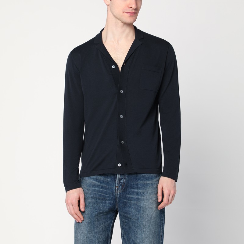 Drumohr Men's Navy Blue Cotton Cardigan