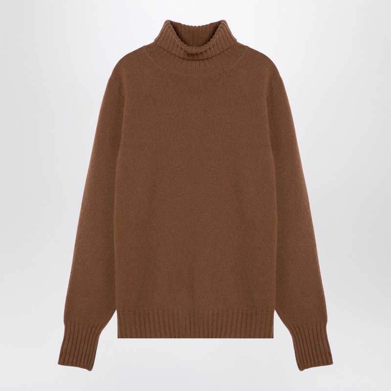 Drumohr Men's Camel-Coloured Turtleneck Sweater In Wool