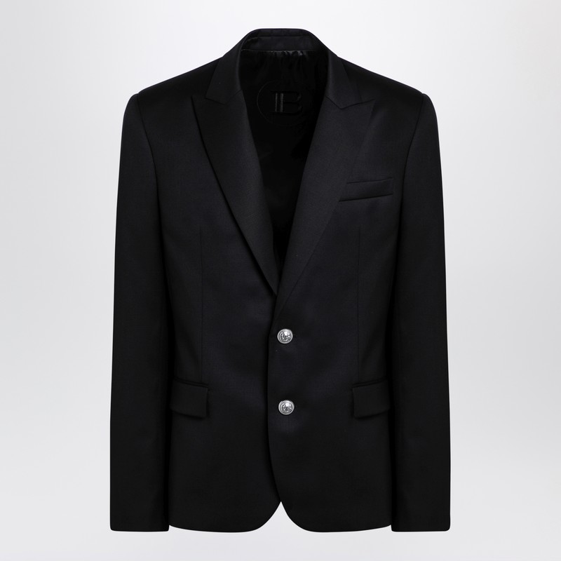 Balmain Men's Black Single-Breasted Jacket In Wool