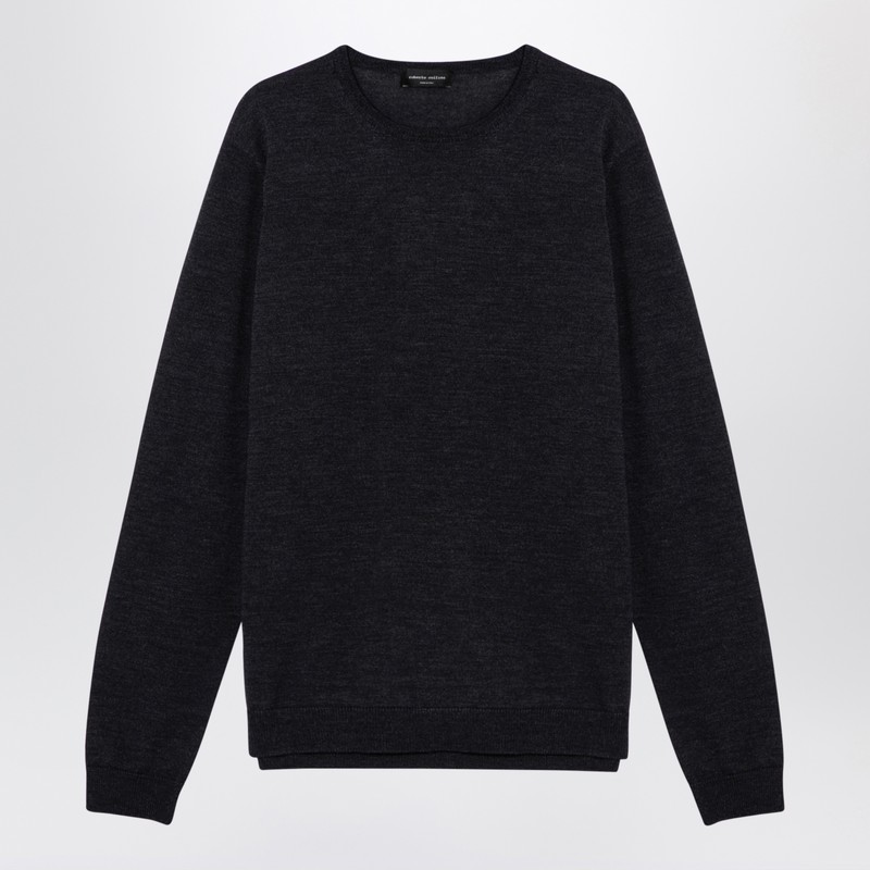Roberto Collina Men's Anthracite Merino Wool Crew-Neck Sweater