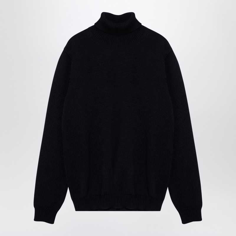 Roberto Collina Men's Navy Merino Wool Turtleneck Pullover