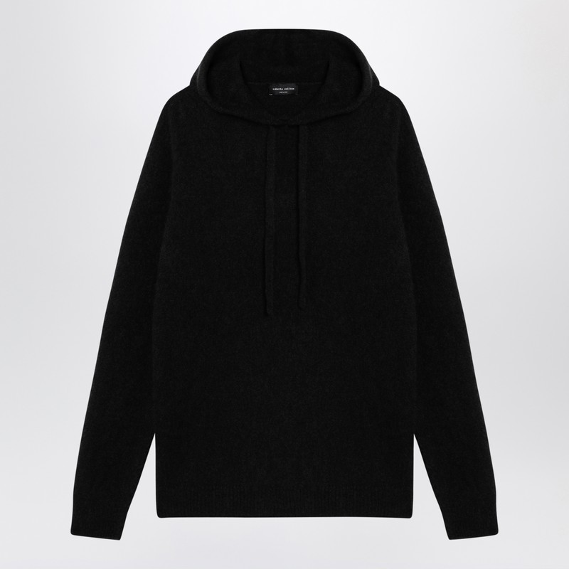 Roberto Collina Men's Black Cashmere Hooded Sweatshirt