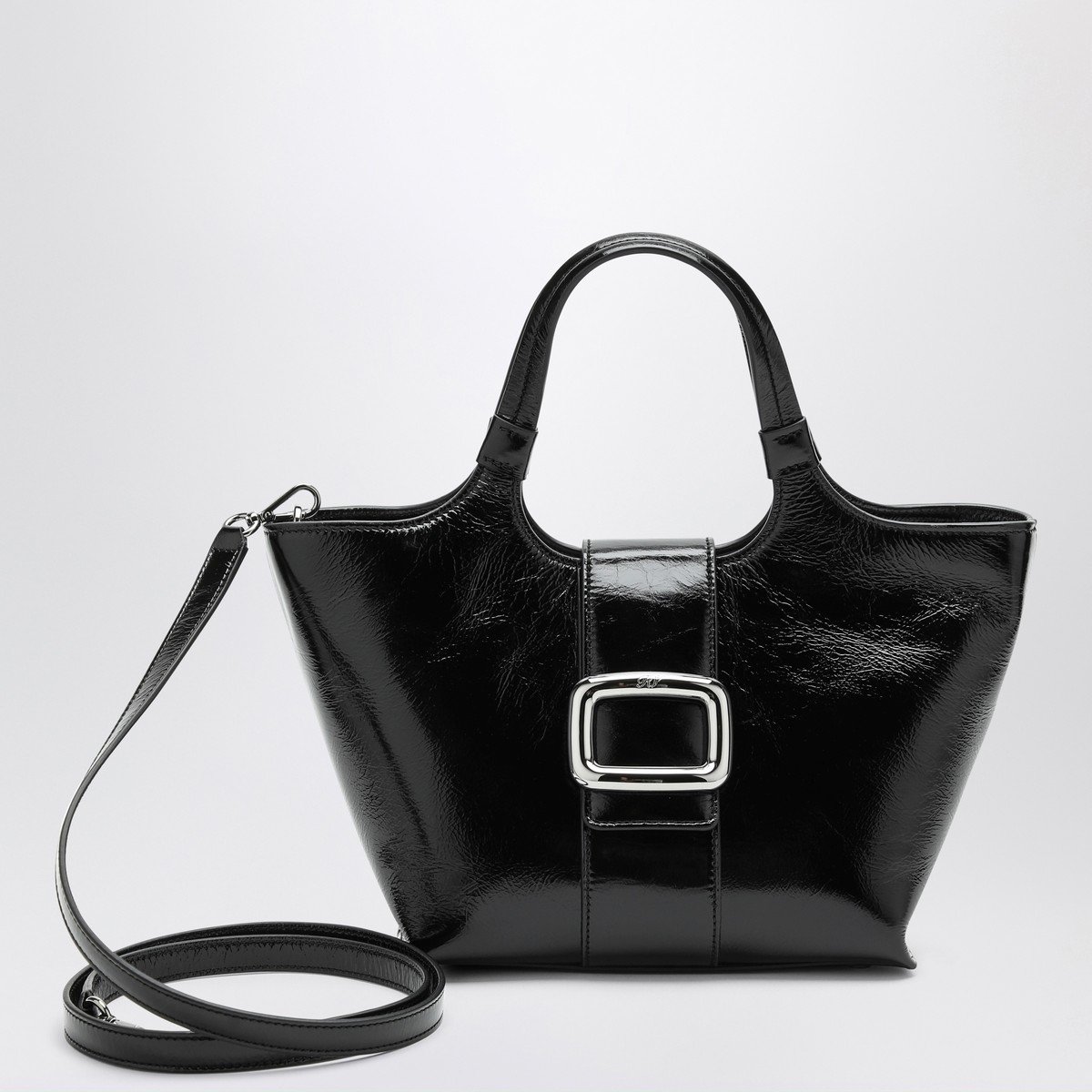 ROGER VIVIER Mini Viv'' Choc black leather shopping bag