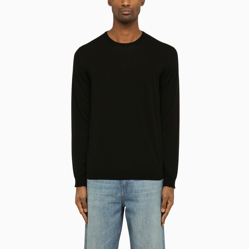 Roberto Collina Men's Black Cotton Crew-Neck Sweater