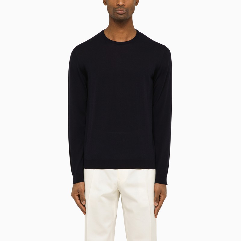 Roberto Collina Men's Navy Blue Cotton Crew-Neck Sweater