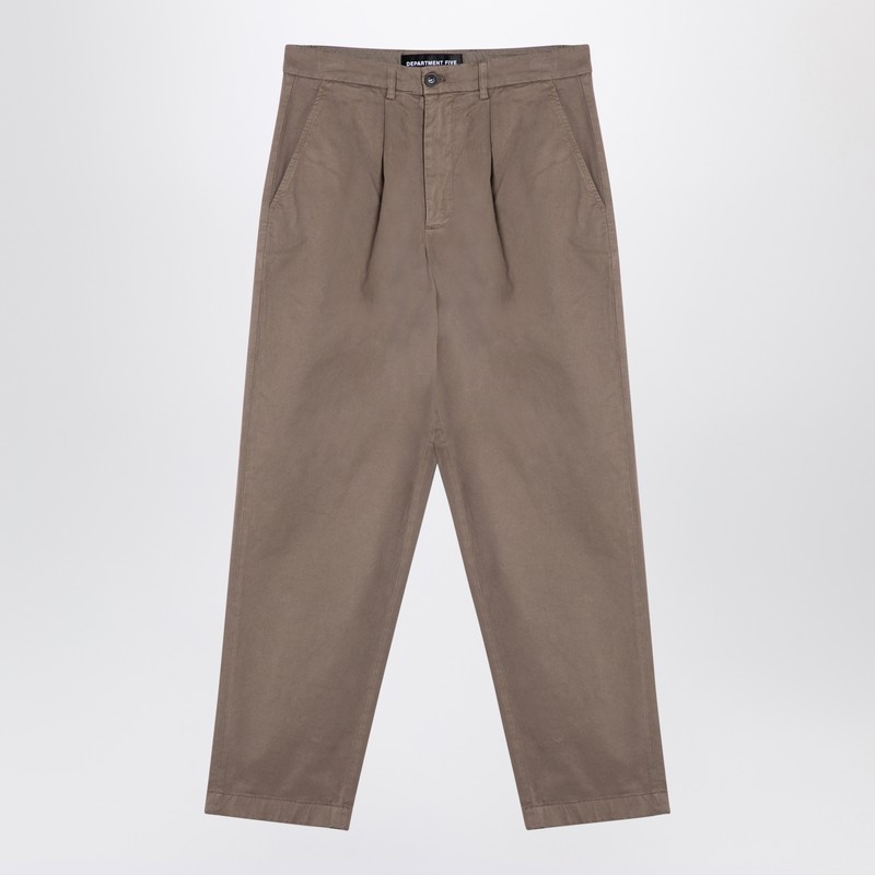 Department 5 Men's Dove-Coloured Cotton Trousers
