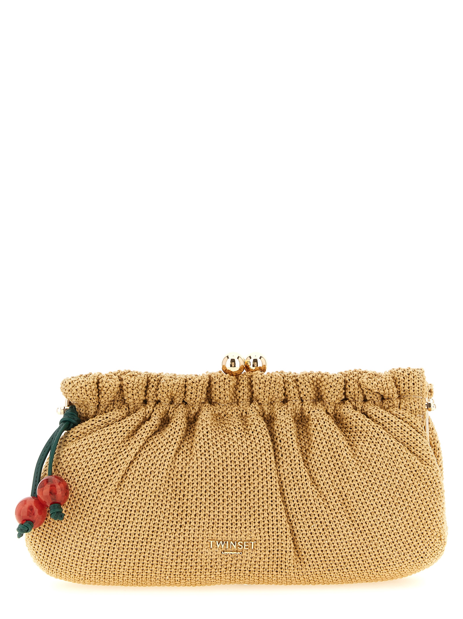 Twin Set Braided Raffia Clutch