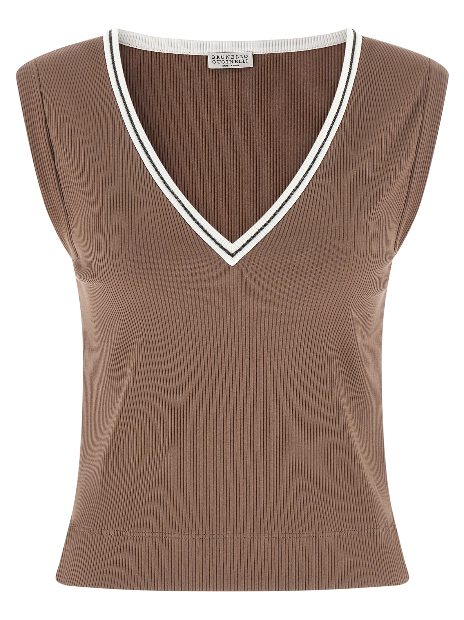 Brunello Cucinelli Shiny Trim Tank Top