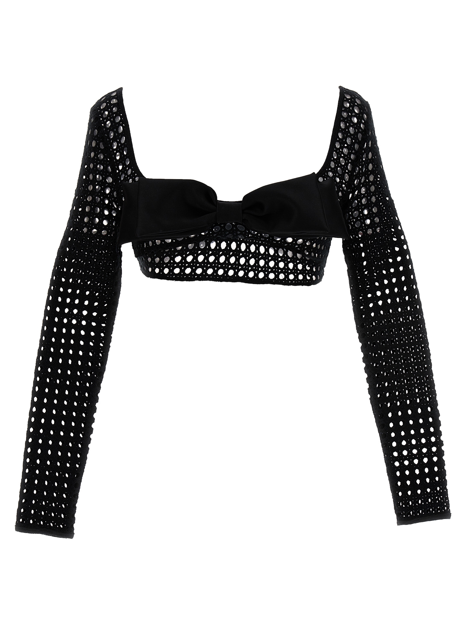 Giambattista Valli Cropped Macramé Bow Top