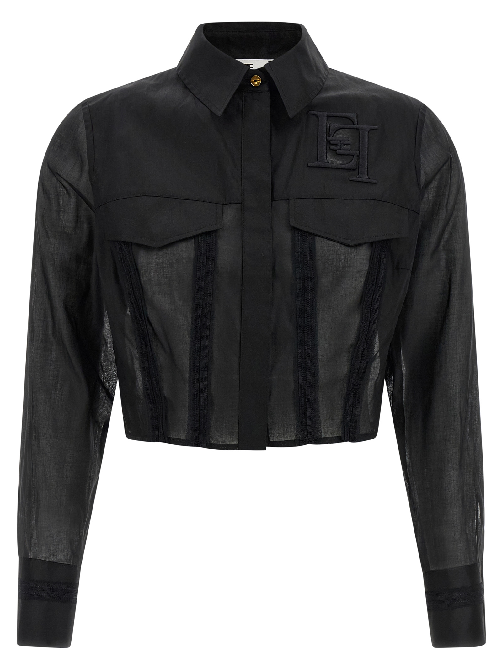 Elisabetta Franchi Logo Embroidery Maxi Crop Shirt