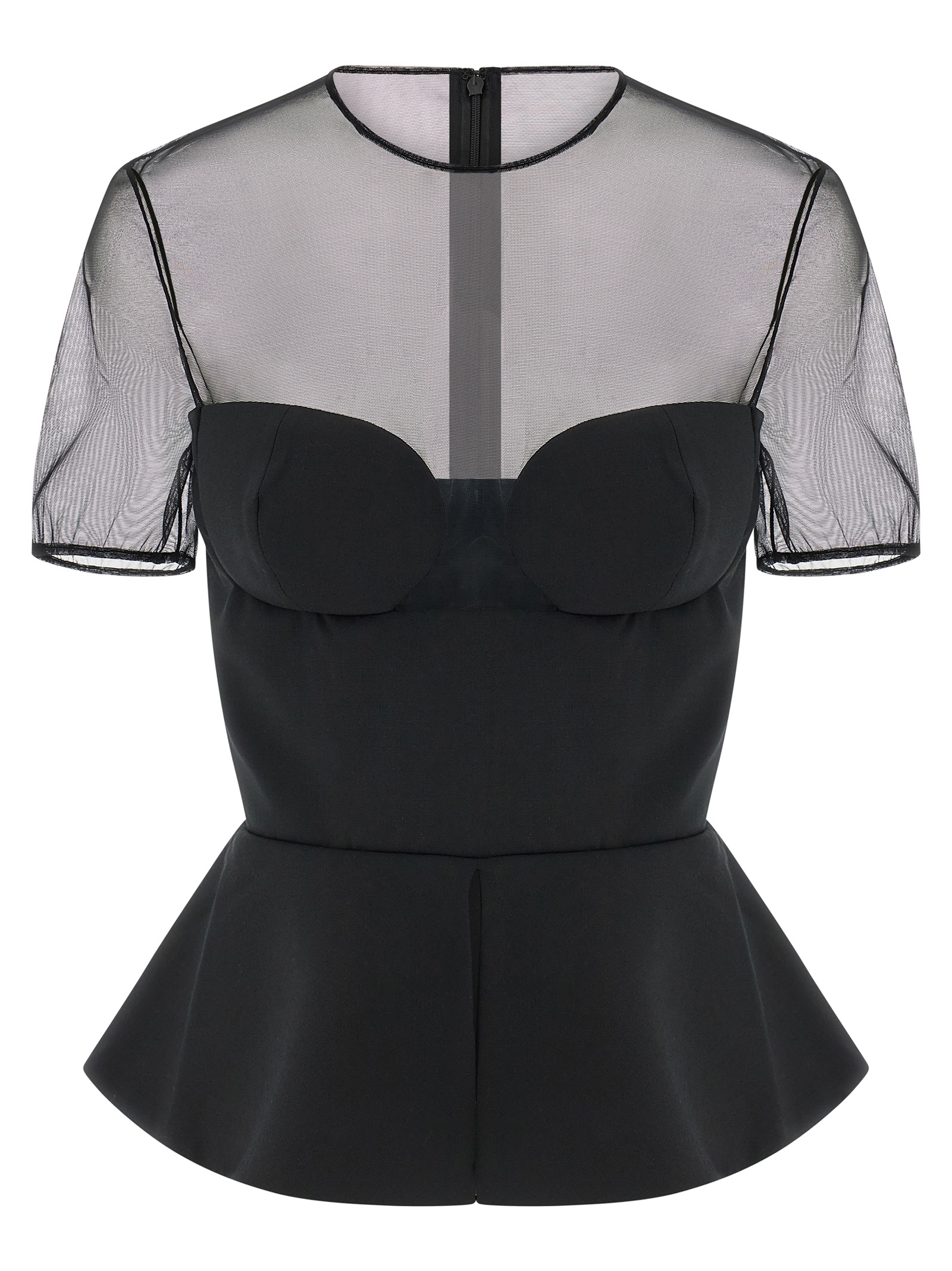 Nensi Dojaka Tailored Bustier With Sheer Neckline Top