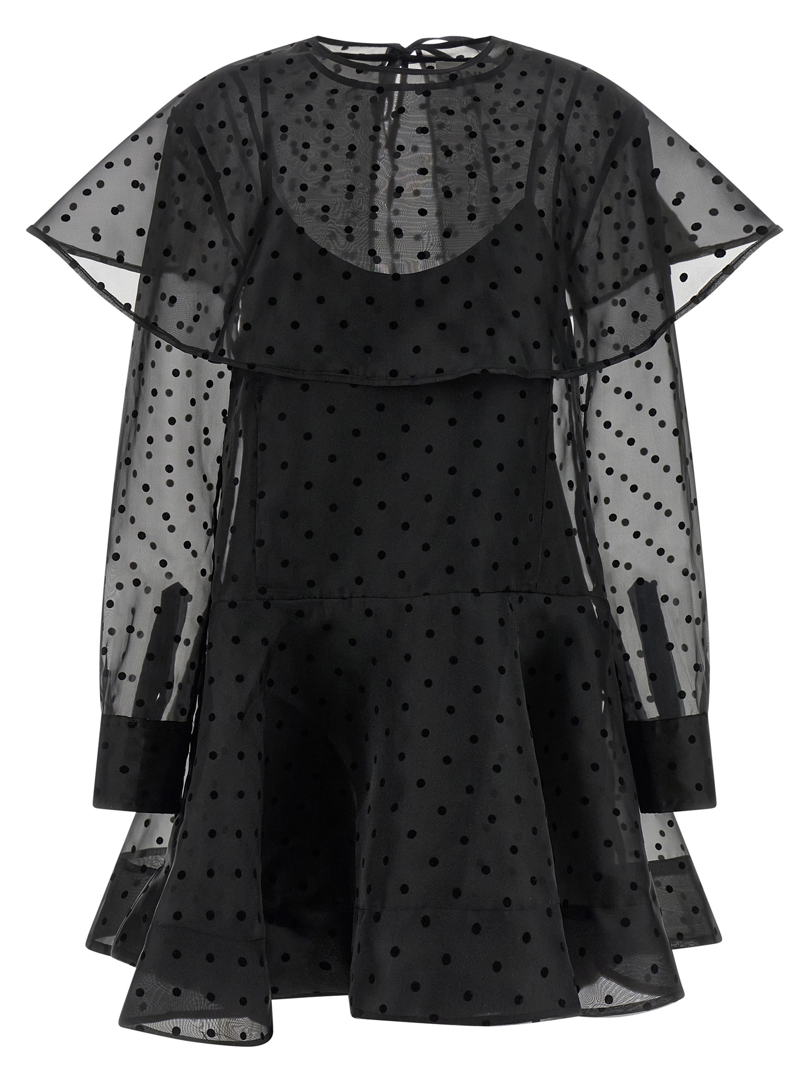 Ganni Black Organza Circle Collar Dress