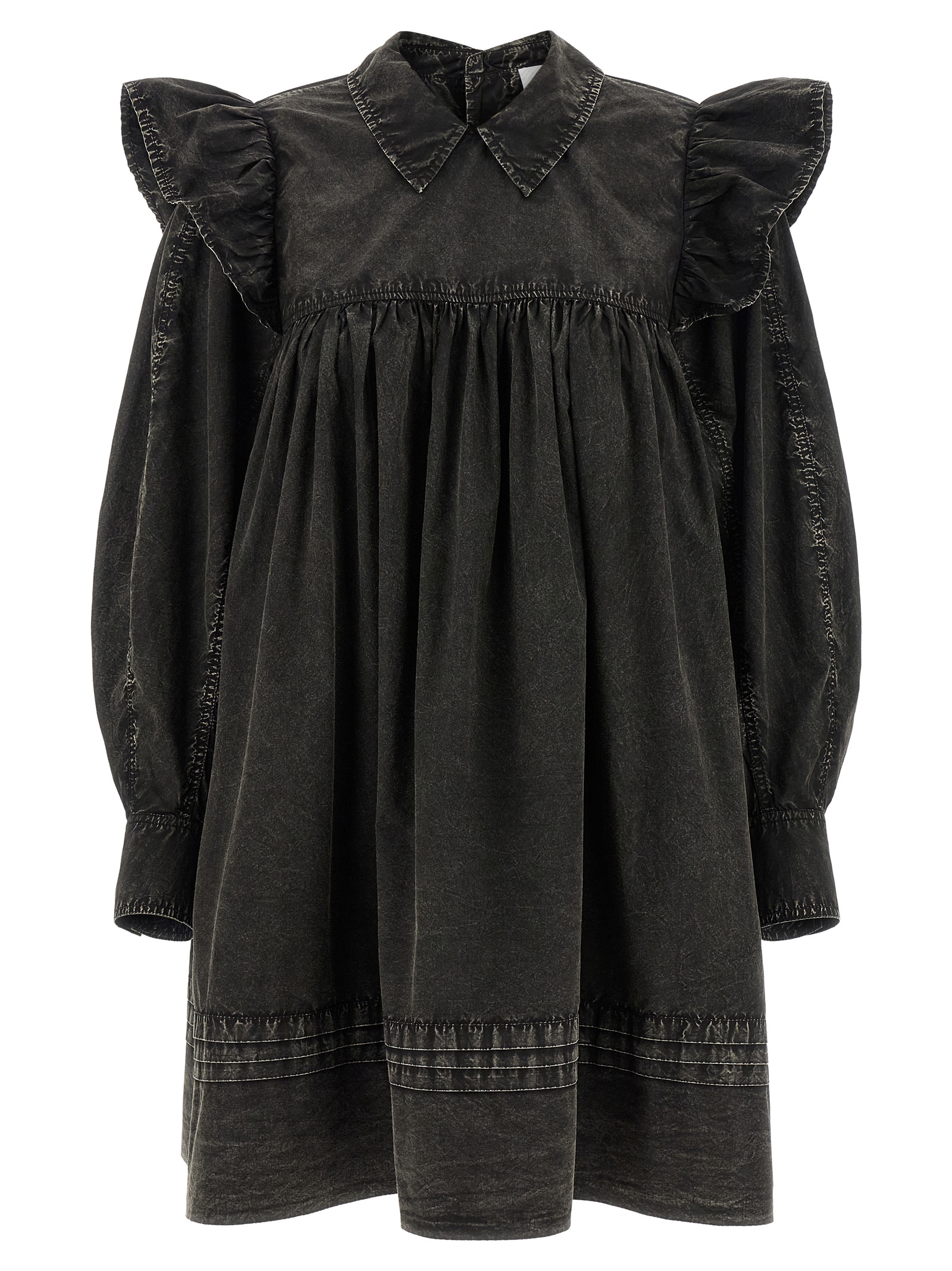 Ganni Black Washed Mini Shirt Dress