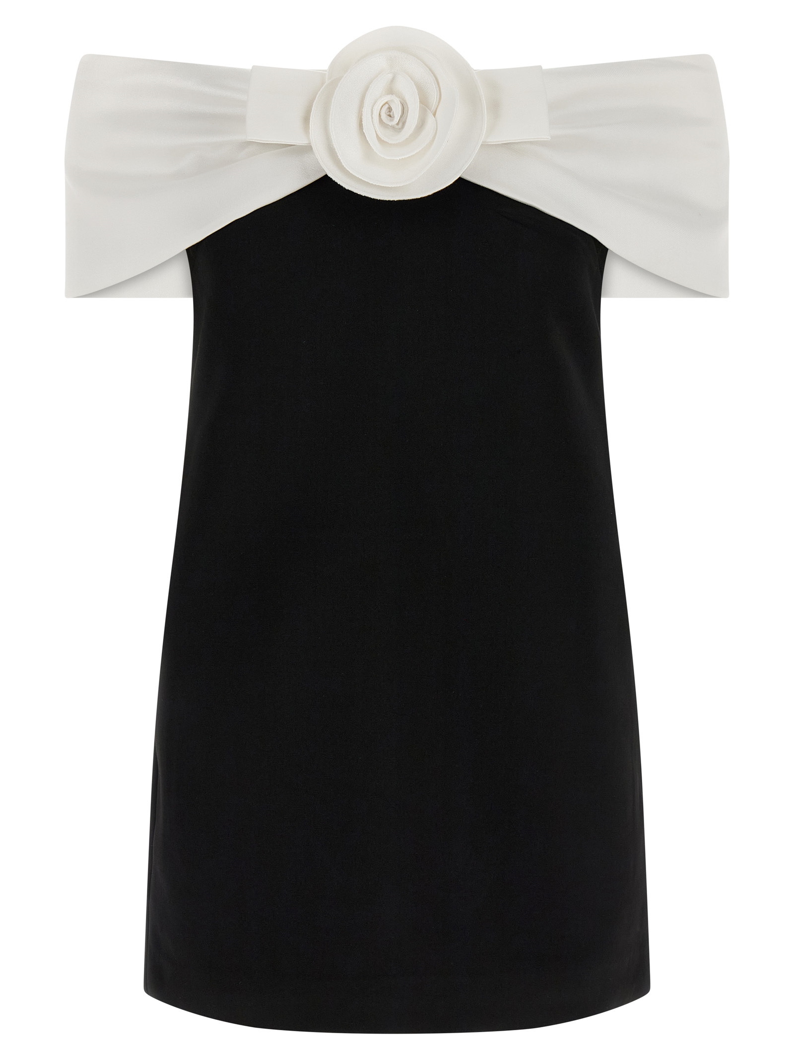 Self-Portrait Black Crêpe Flower Mini Dress