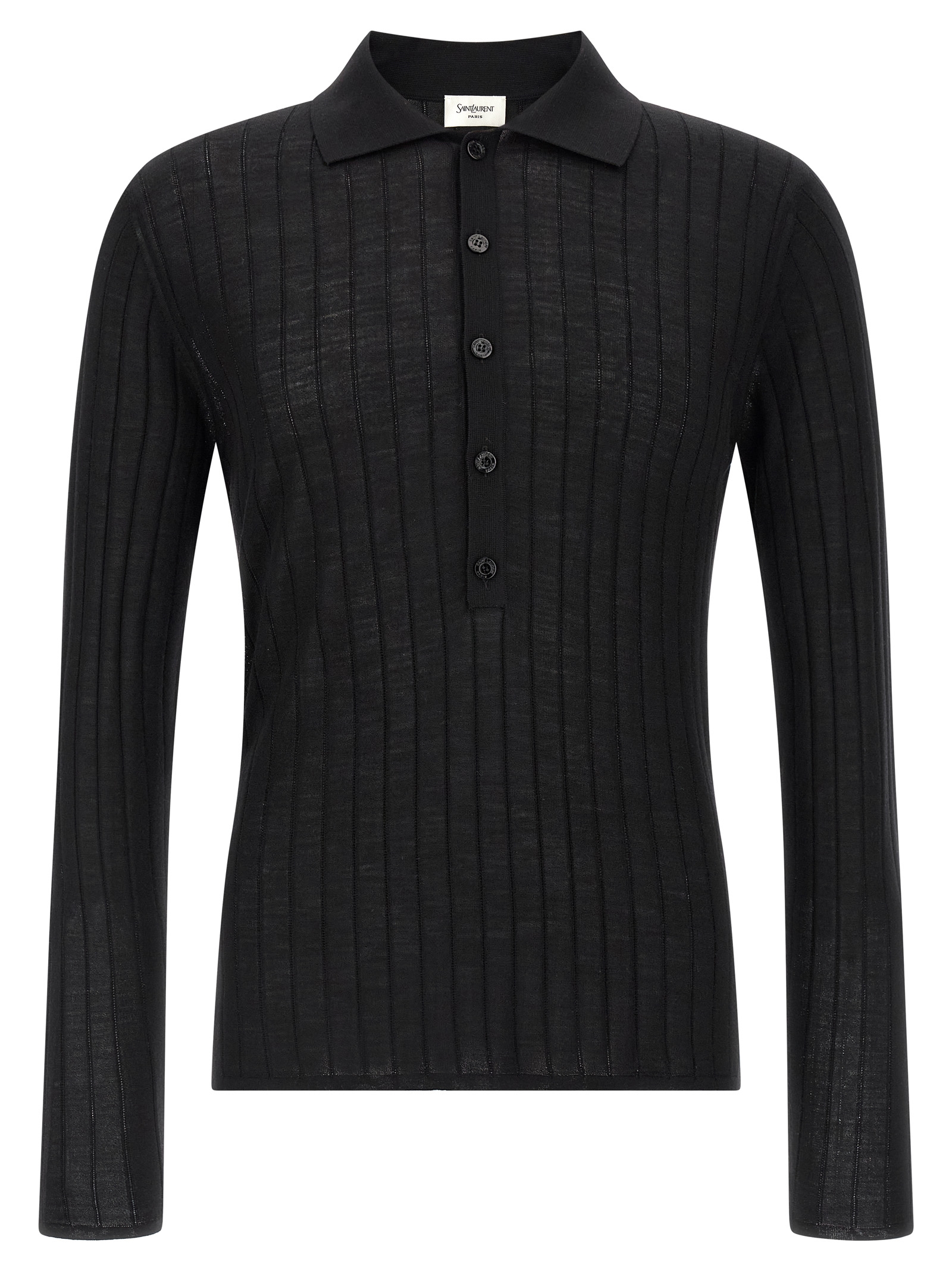 Saint Laurent Pointelle Wool Polo Shirt