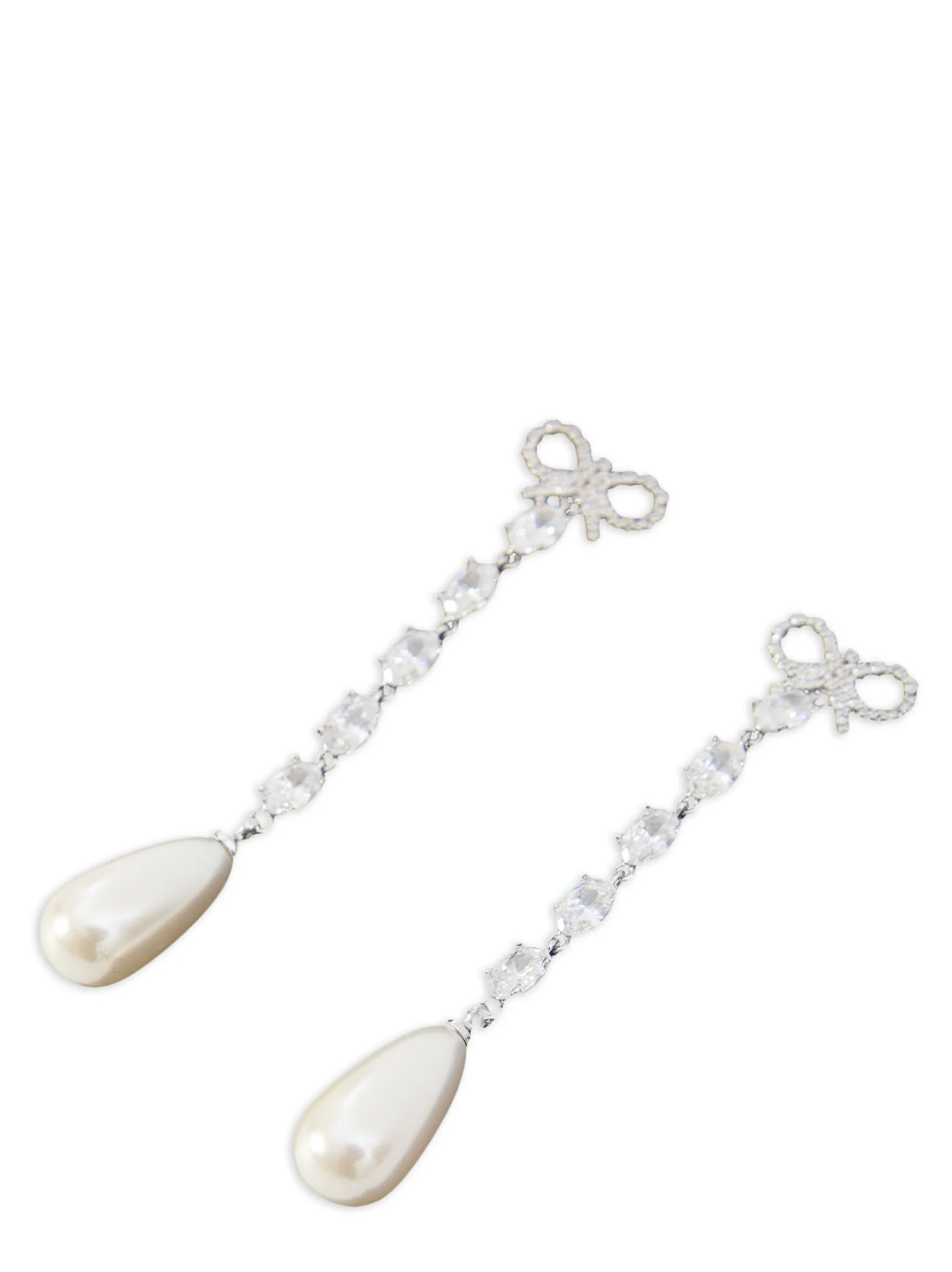 Self-Portrait Bow Pearl Droplet Earrings