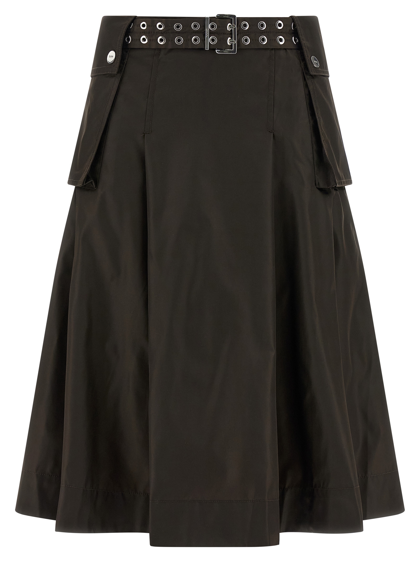 Ganni Duchesse Nylon Pleated Skirt
