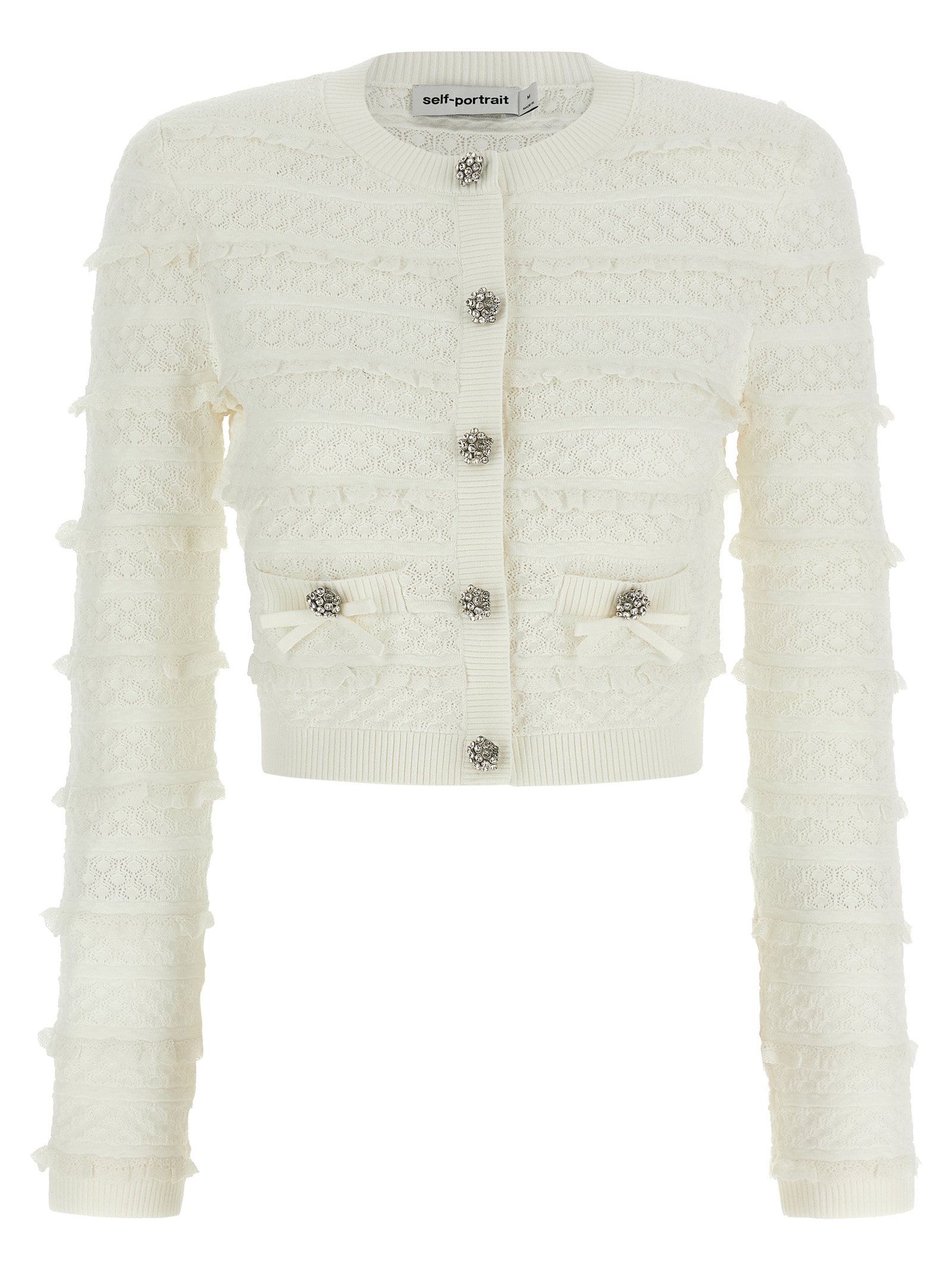 Self-Portrait Pointelle Diamante Cardigan