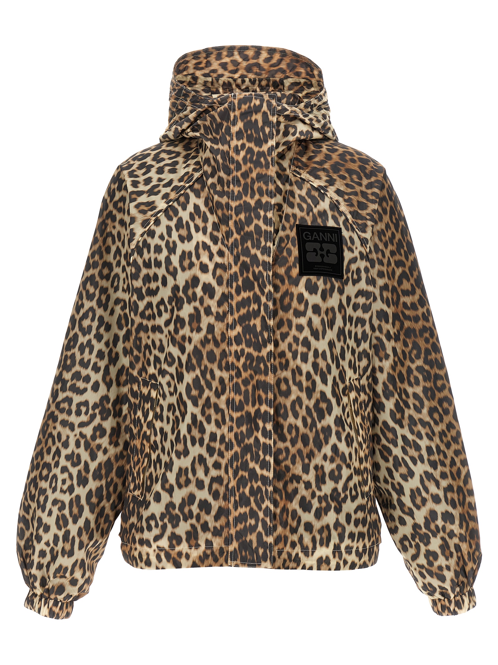 Ganni Leopard Print Nylon Windbreaker