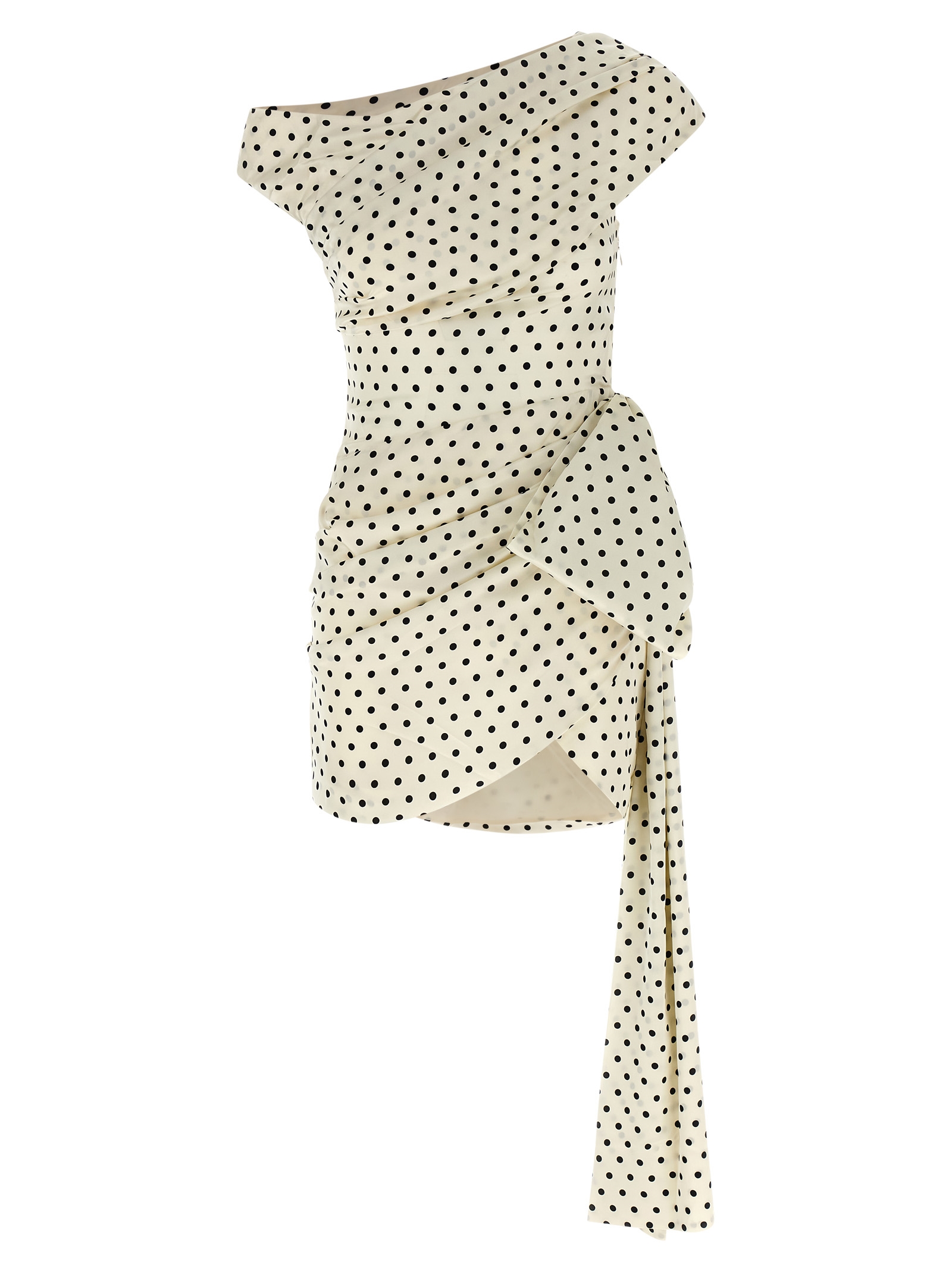 Self-Portrait Polka Dot Satin Tie Side Mini Dress