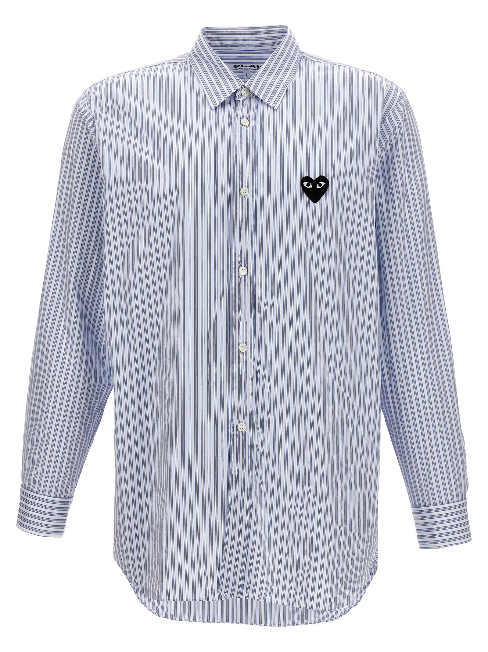 Comme Des Garçons Play Logo Patch Striped Shirt