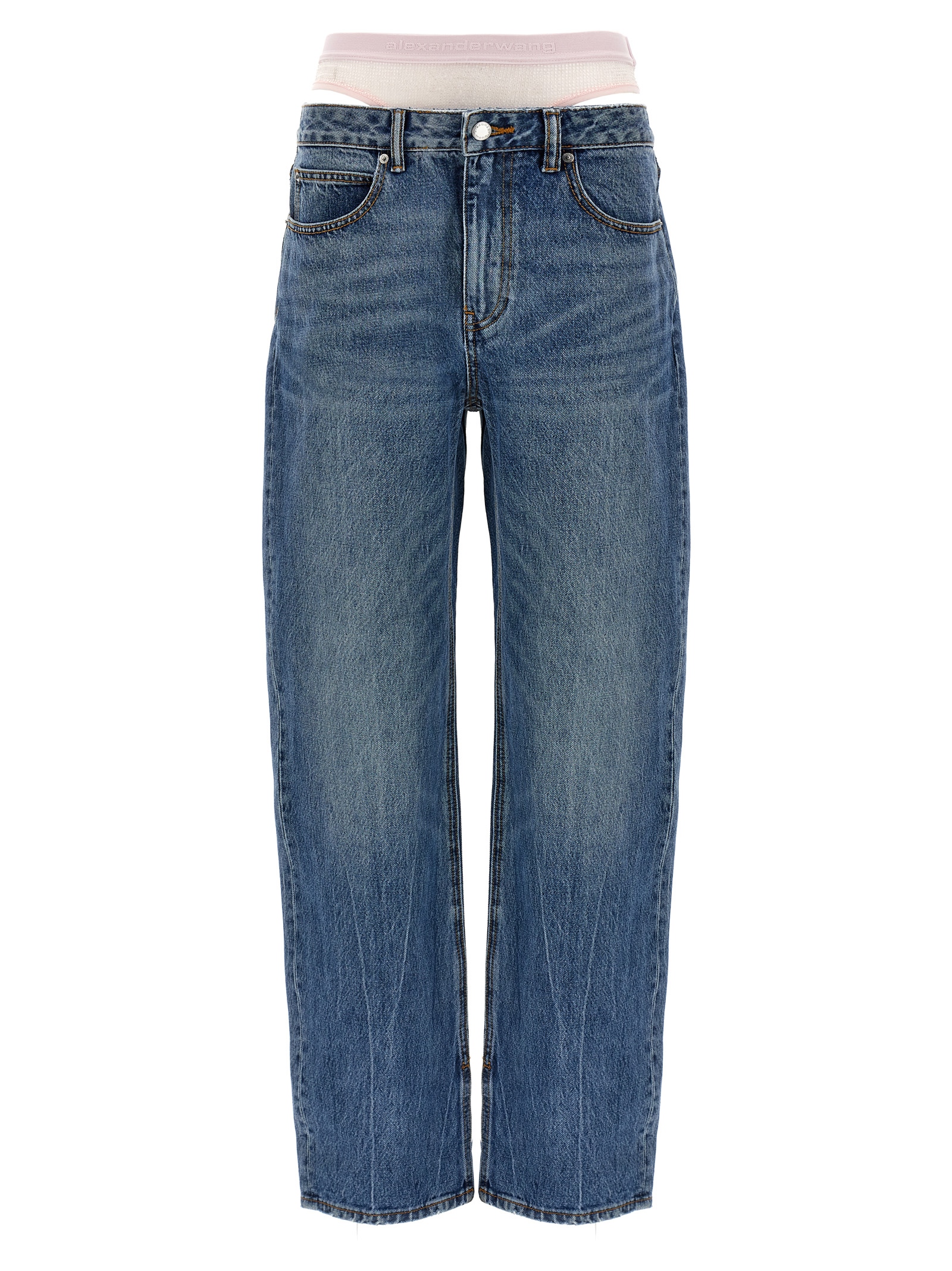 Denim X Alexander Wang Slit Hem Prestyle Hotfix Mesh Undie Jeans