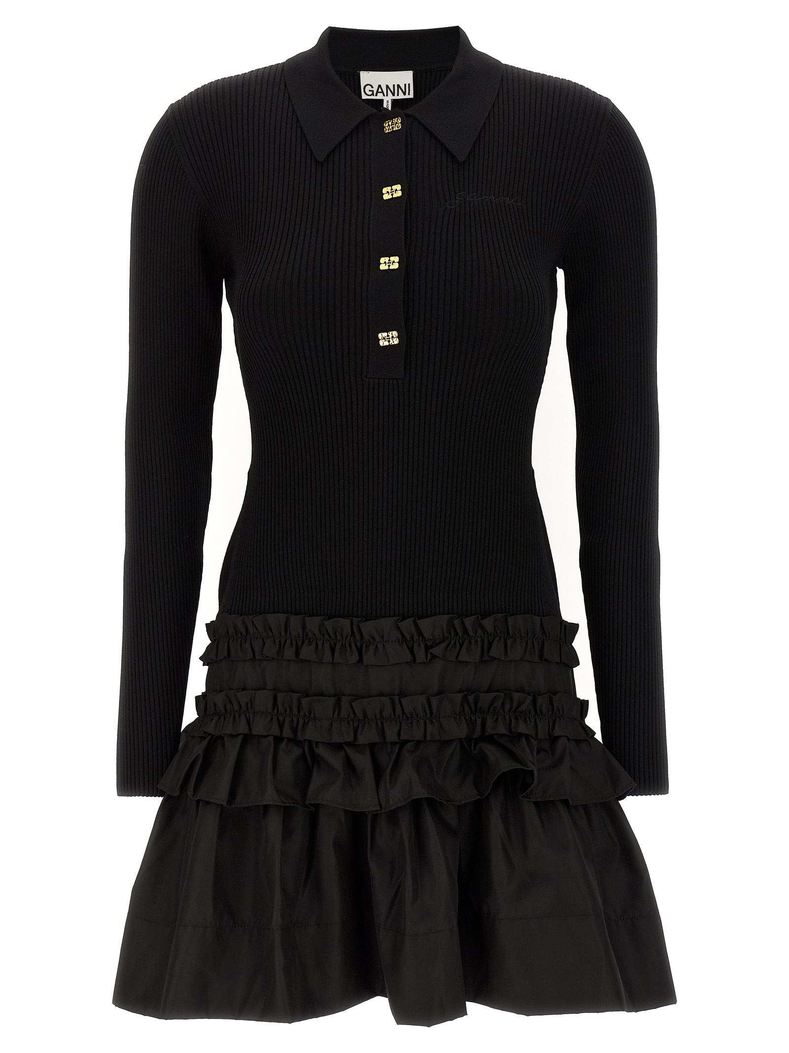 Ganni Melange Rib Knit Mini Dress
