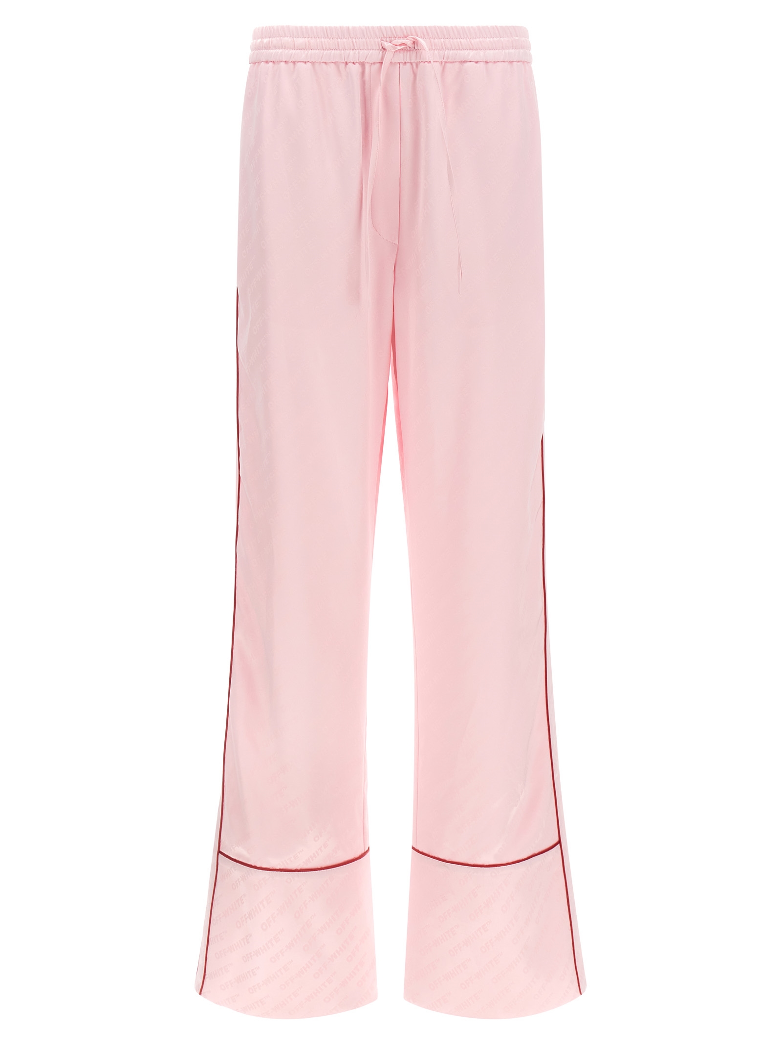 Off White Jacquard Satin Pajama Pants