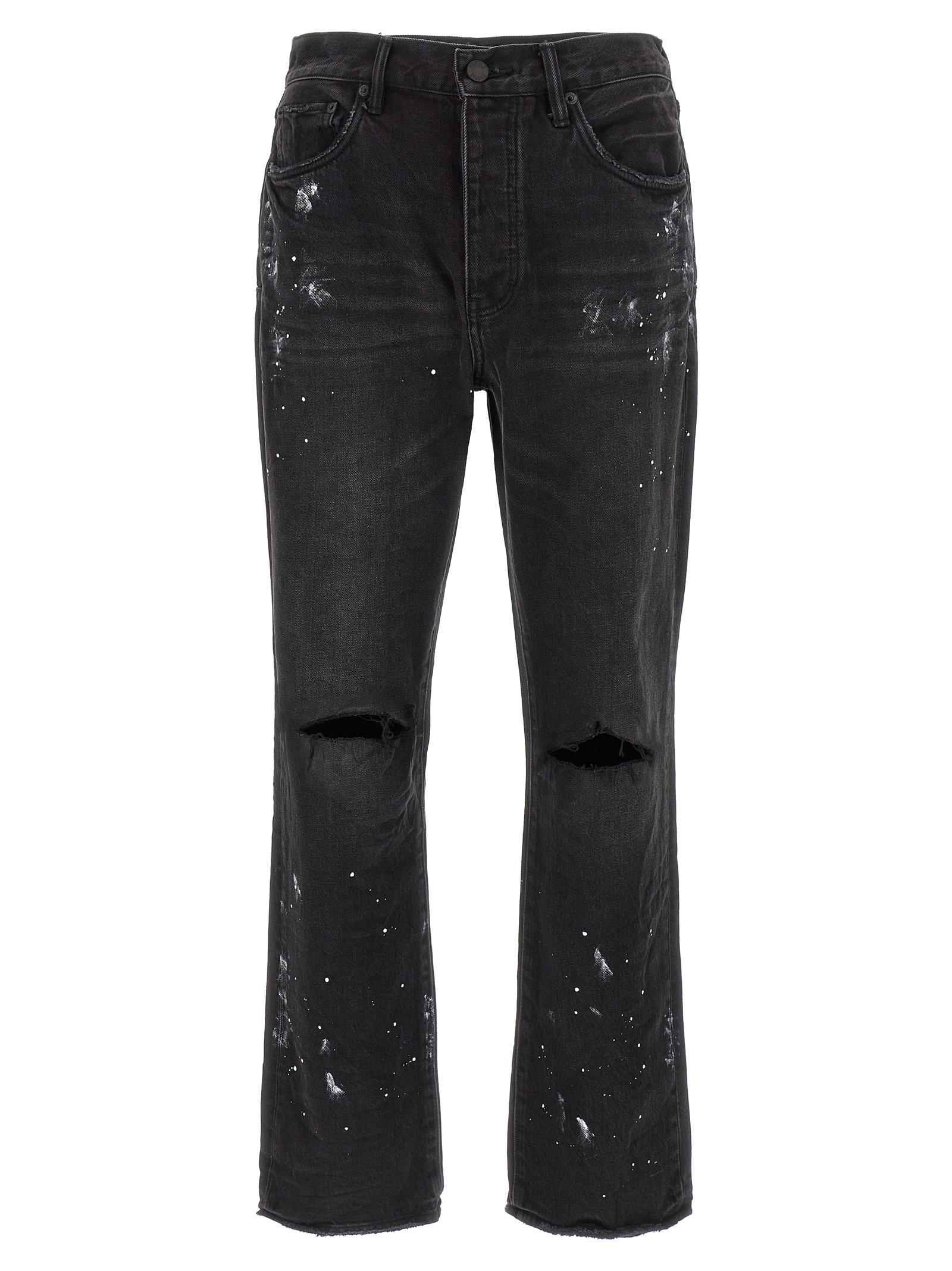 Purple P011 Knee Slit Paint Jeans