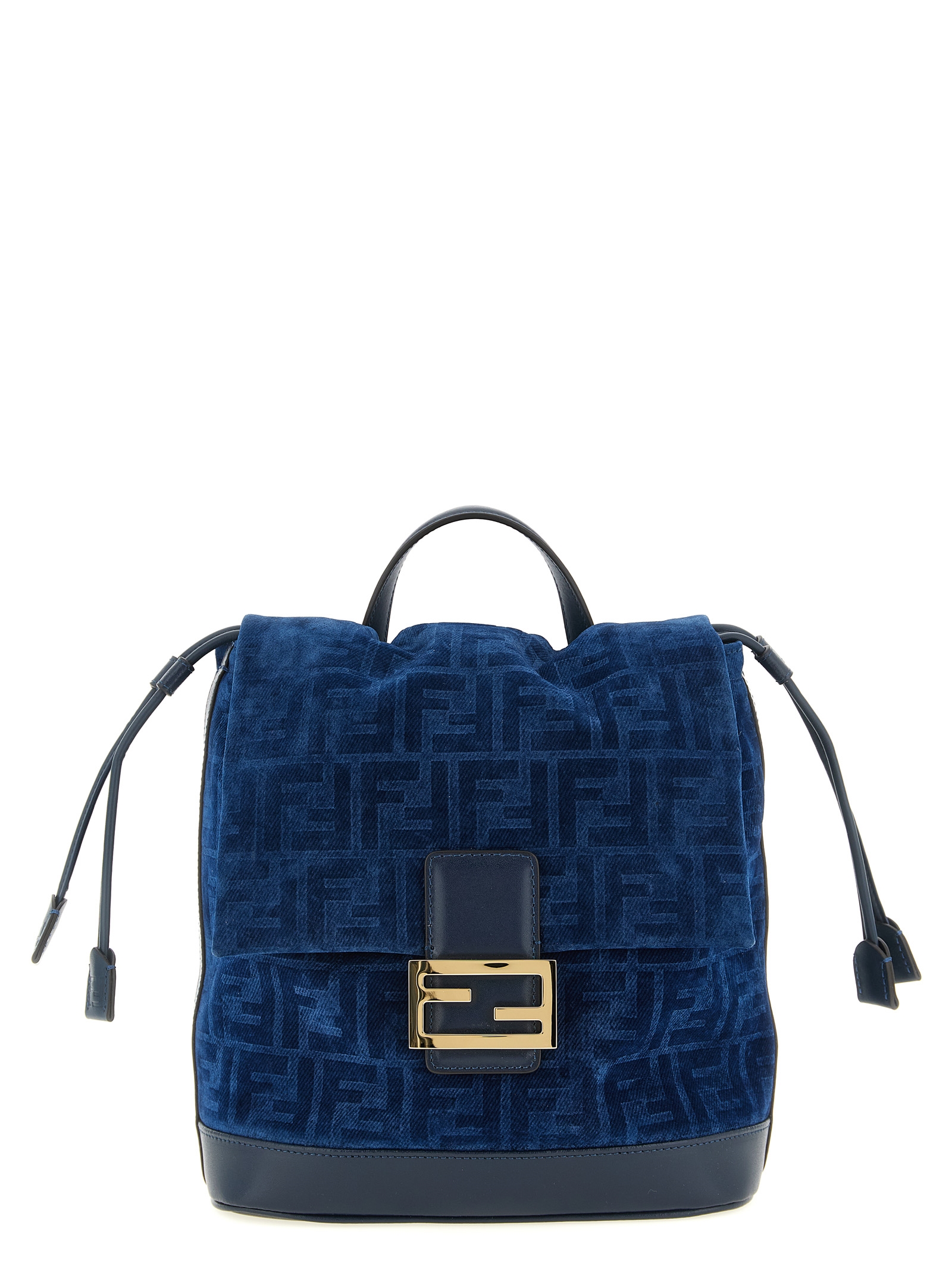 Fendi Ff Flocked Denim Backpack