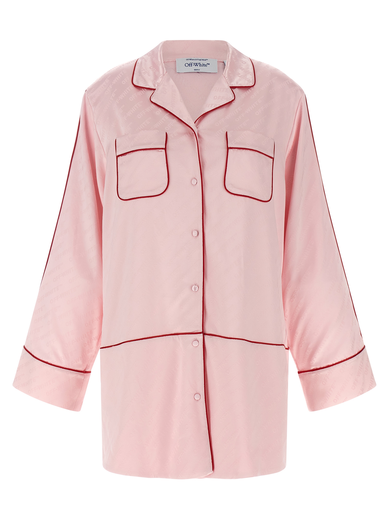 Off White Jacquard Satin New Roxy Pajama Shirt