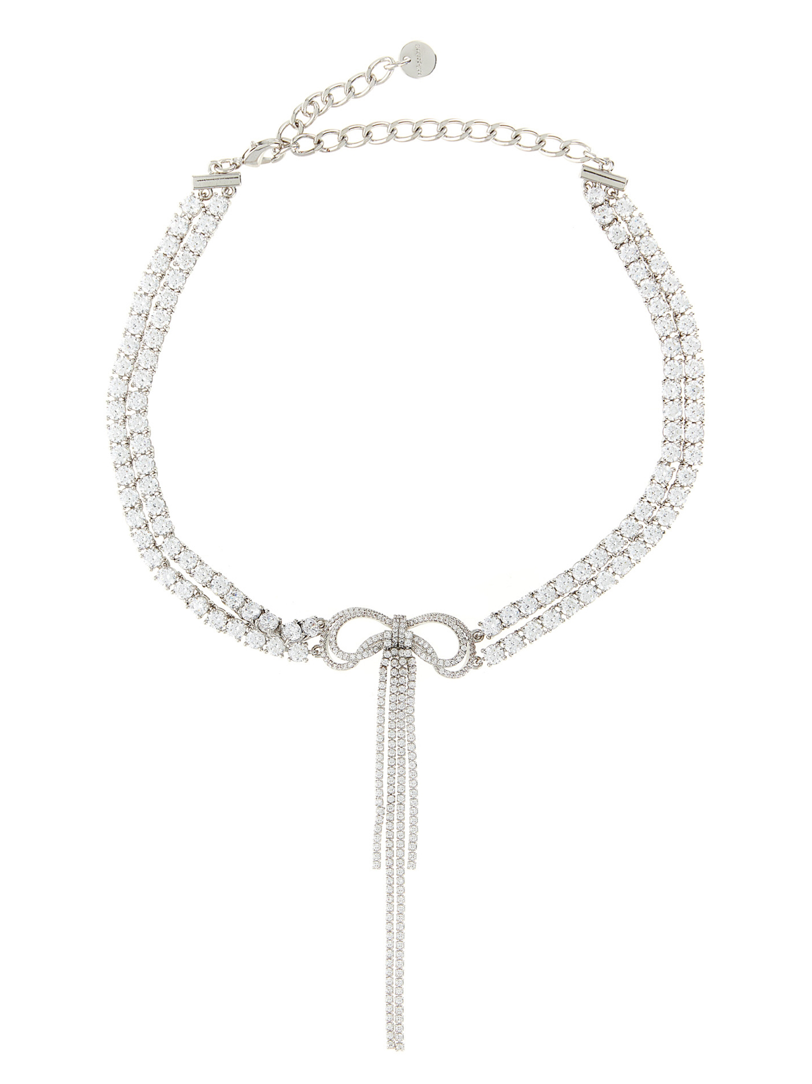 Self-Portrait Double Crystal Bow Necklace