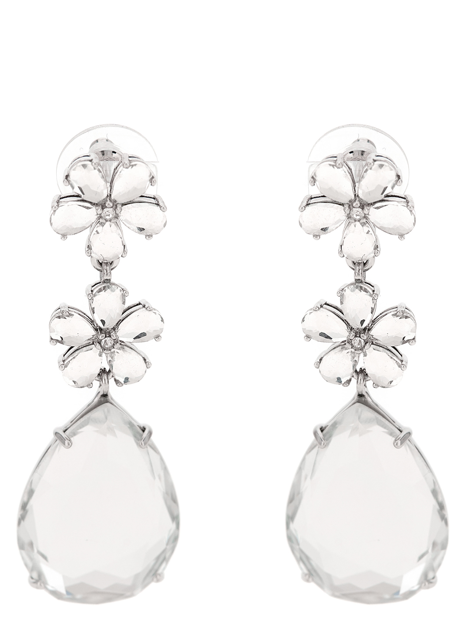 Self-Portrait Crystal Flower Tiered Earrings