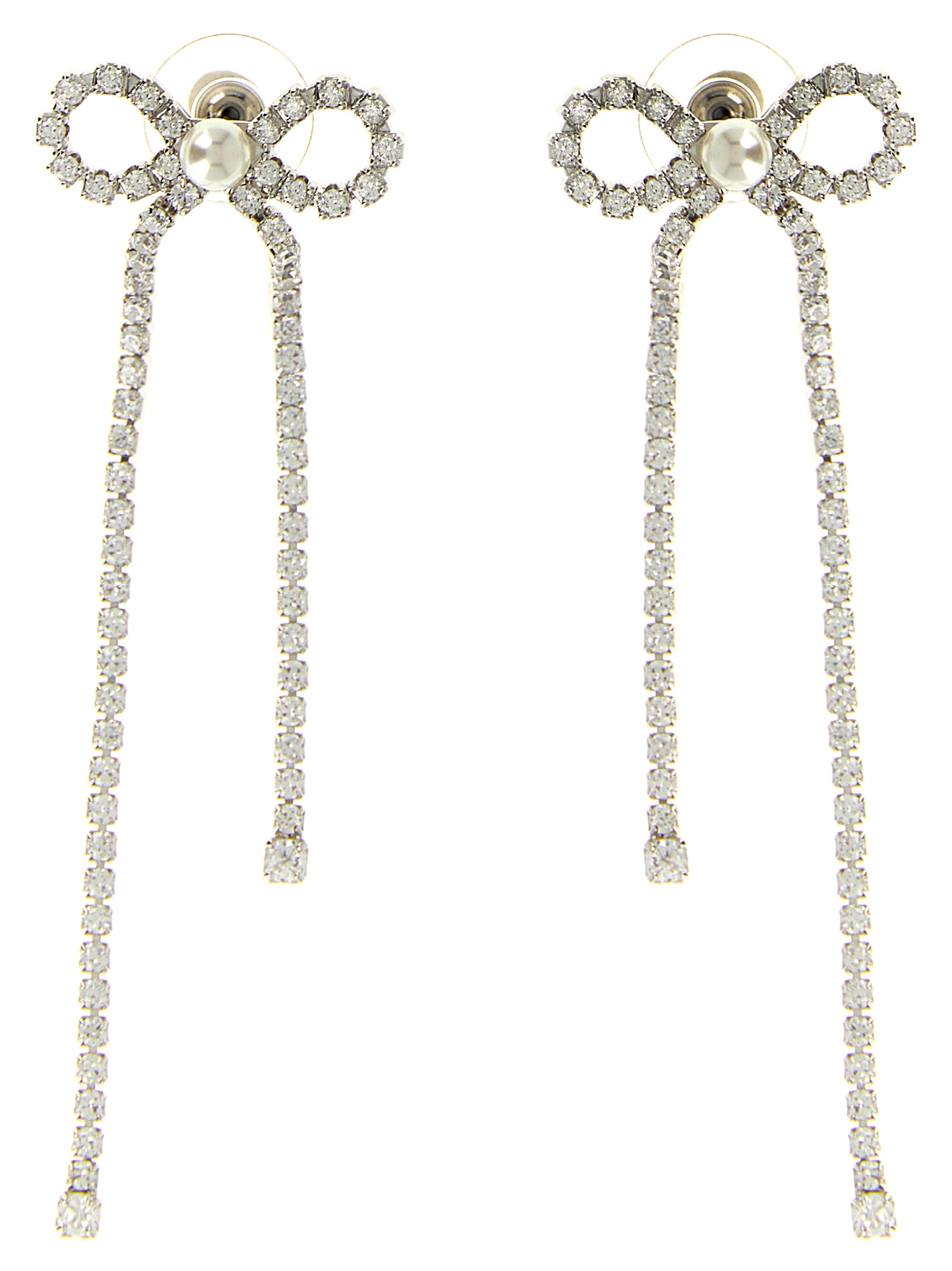 Self-Portrait Crystal Droplet Bow Earrings