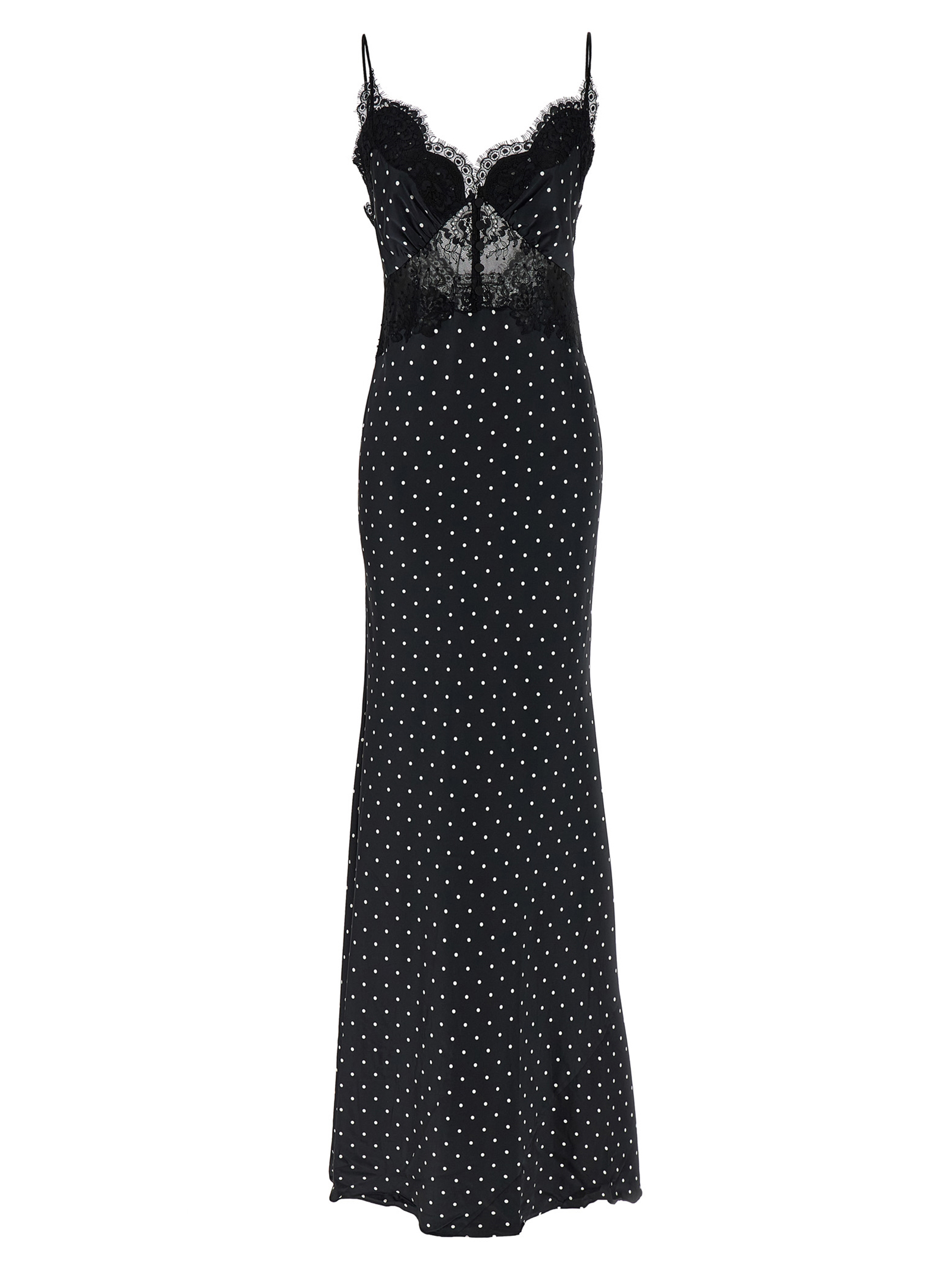 Self-Portrait Polka Dot Satin Lace Maxi Dress